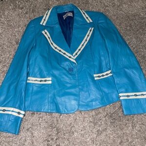 NWOT Vintage Pamela McCoy 100% Leather blazer jacket